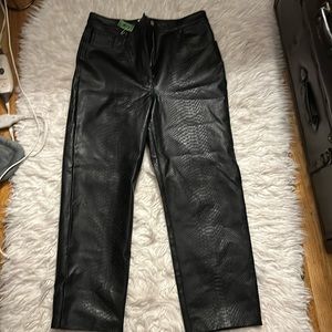 Aritzia black leather snakeskin pants wide leg